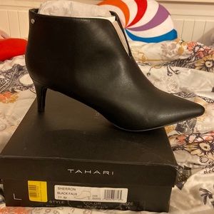 Black Faux Leather ankle boot